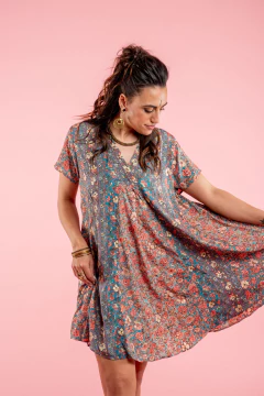 VESTIDO CORTO PETUNIA AZUL en internet