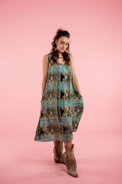 VESTIDO CORTO SEDNA NEGRO/AZUL en internet