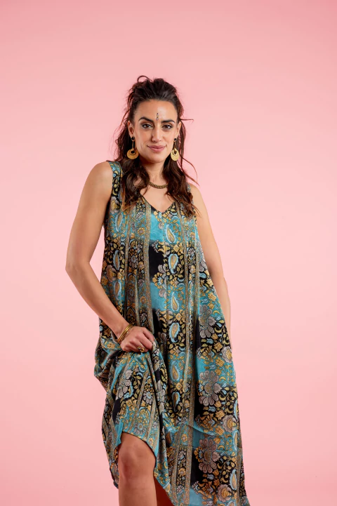 VESTIDO CORTO SEDNA NEGRO/AZUL