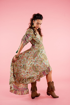 Imagen de VESTIDO LARGO DURGA CELESTE GOLD