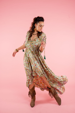VESTIDO LARGO DURGA CELESTE GOLD en internet