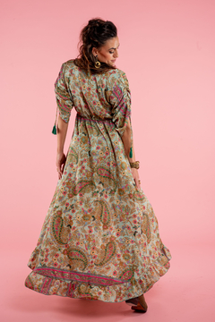 VESTIDO LARGO DURGA CELESTE GOLD