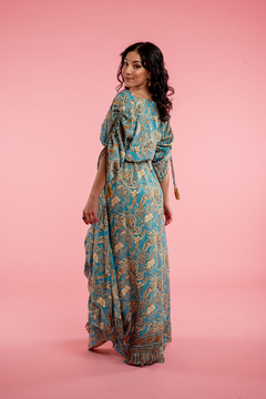 VESTIDO LARGO DURGA TURQUESA GOLD - tienda online