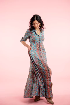 Imagen de VESTIDO LARGO SHAKTI TURQUESA GOLD