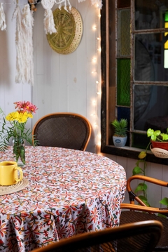 Mantel circular Block Print naranja XL