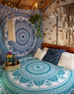 Covers white mandalas flor 2 plazas verde - comprar online