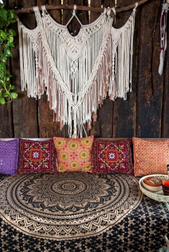 Cover / Tapiz Mandala Lunar 1 plaza negro/dorado - comprar online