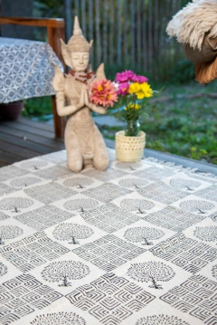 Alfombra Block Print Black & White Arbol