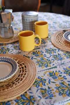 Mantel circular Block Print XL azul - comprar online