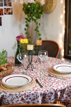 Mantel circular Block Print XL Rojo - comprar online
