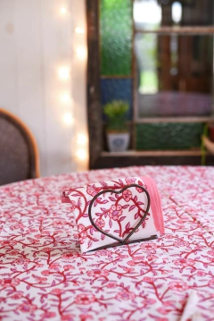 Mantel circular Block Print rosa - comprar online