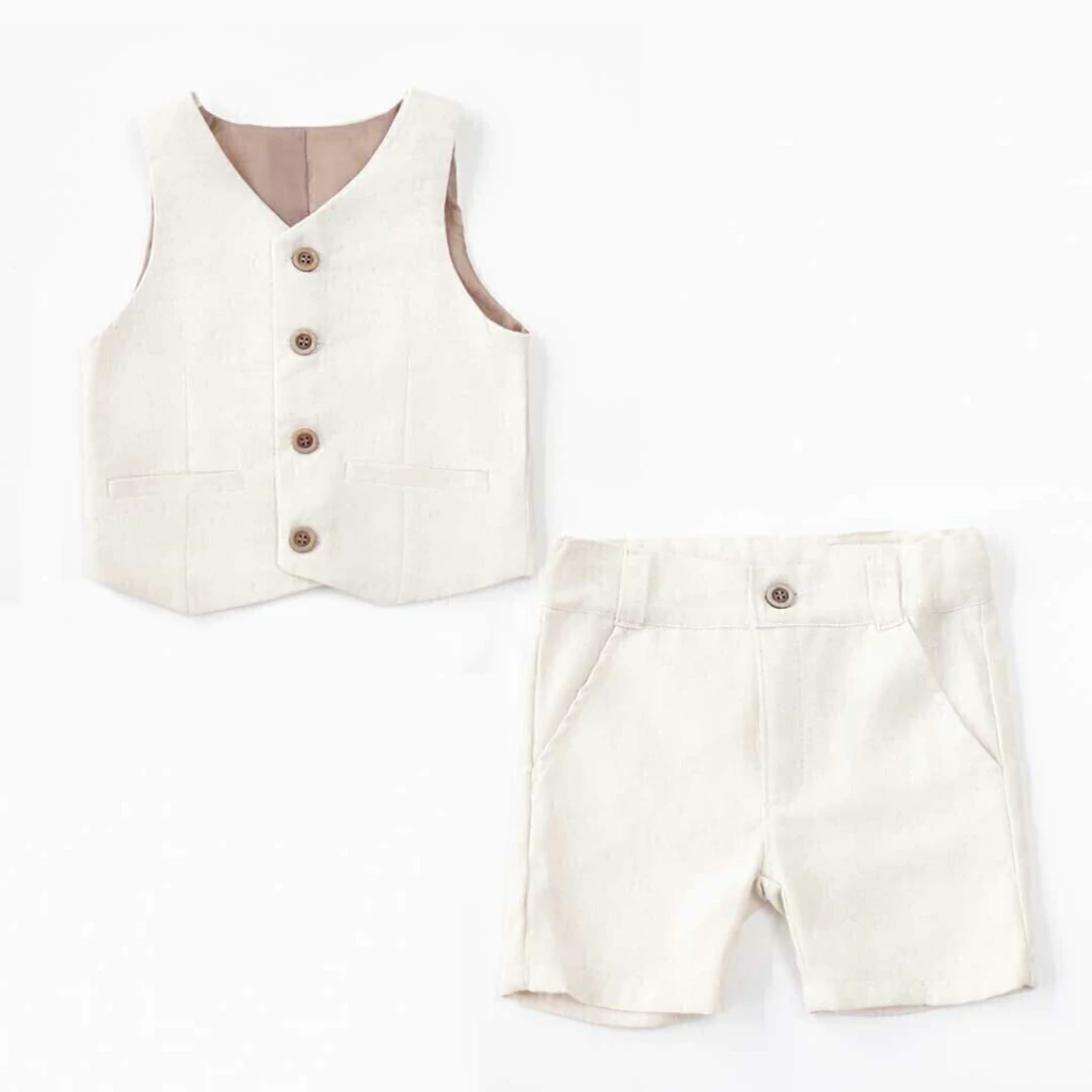 Conjunto Lino Beige (Chaleco+Bermuda)