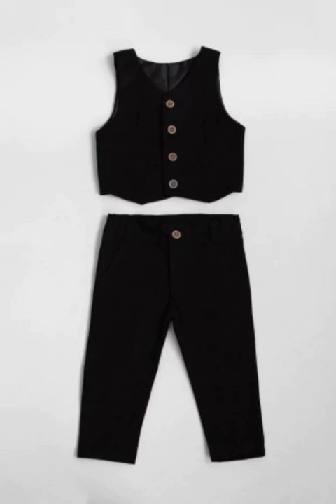 Conjunto Chaleco y Pantalón de Gabardina Negro - comprar online