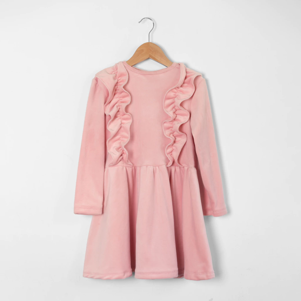 Vestido Plush Volado Rosa