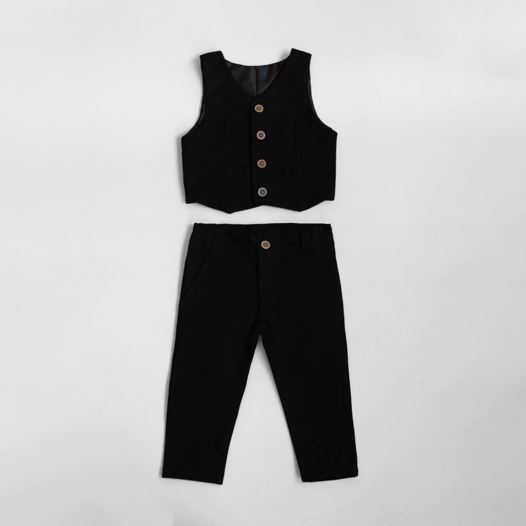 Conjunto chaleco y pantalón Negro gabardina otoño invierno