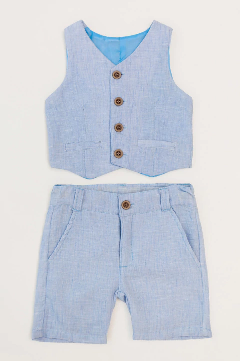 Conjunto Simil Lino Sky Celeste - comprar online