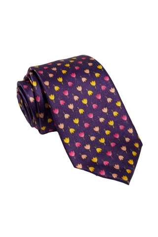 TULIPS NAVY - SILK PREMIUM NECKTIES 7CM ( 28)