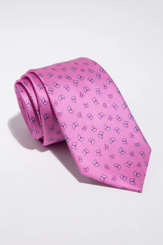 BUTTERFLIES PINK - SILK PRINTED PREMIUM NECKTIE 7 CM ( 28)