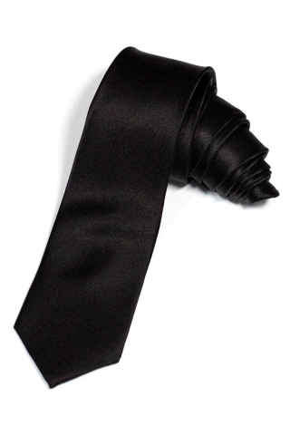 SLIM PREMIUM SOLID TIE- Corbata angosta Lisa de Seda Natural NEGRA ( 08/09)