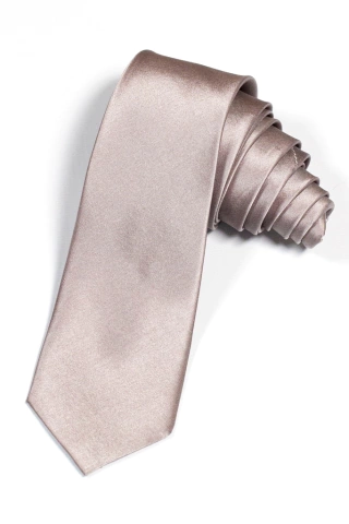 SLIM PREMIUM SOLID TIE - Corbata angosta Lisa de Seda Natural - GRIS PLATA ( 18)