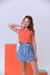 Conjunto Premium Dmc Linda Saia Cargo Jeans Laranja - comprar online