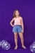 Conjunto Jeans Bordado Salmon - Manuca para Meninas - Moda para Meninas 