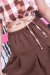 Conjunto Xadrez Saia Marrom - Manuca para Meninas - Moda para Meninas 