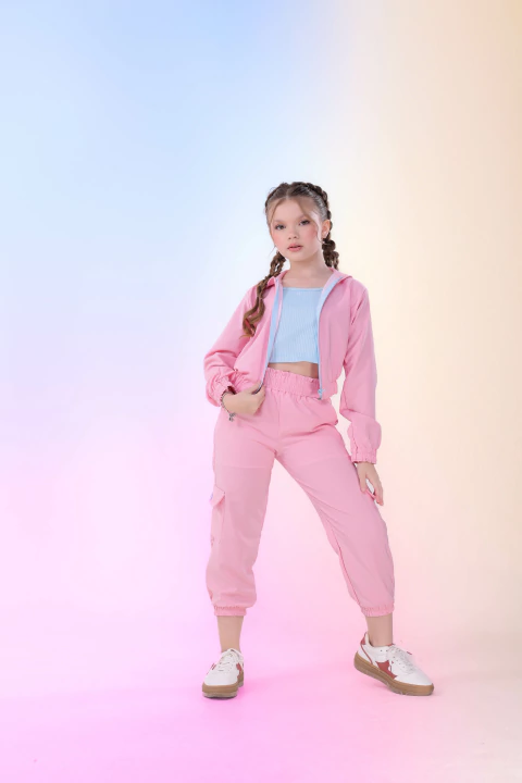 TRICONJUNTO STREET STYLE CALÇA ROSA - comprar online