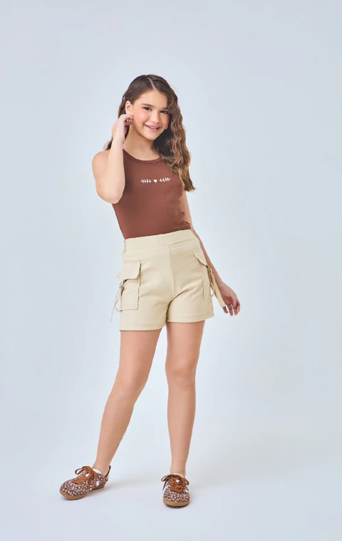Conjunto Short Cargo Regatinha Chocolate