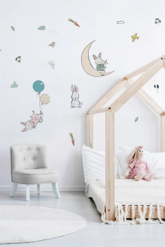 CONEJITOS Y FLORES 50cm x 50cm - (copia)