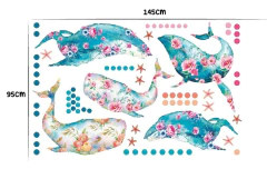 Ballenas y flores - LU9018- 145x95cm - comprar online