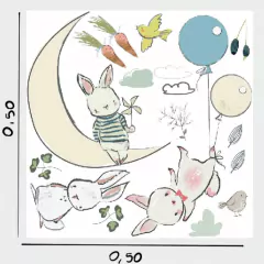 CONEJITOS Y FLORES 50cm x 50cm - (copia) - comprar online