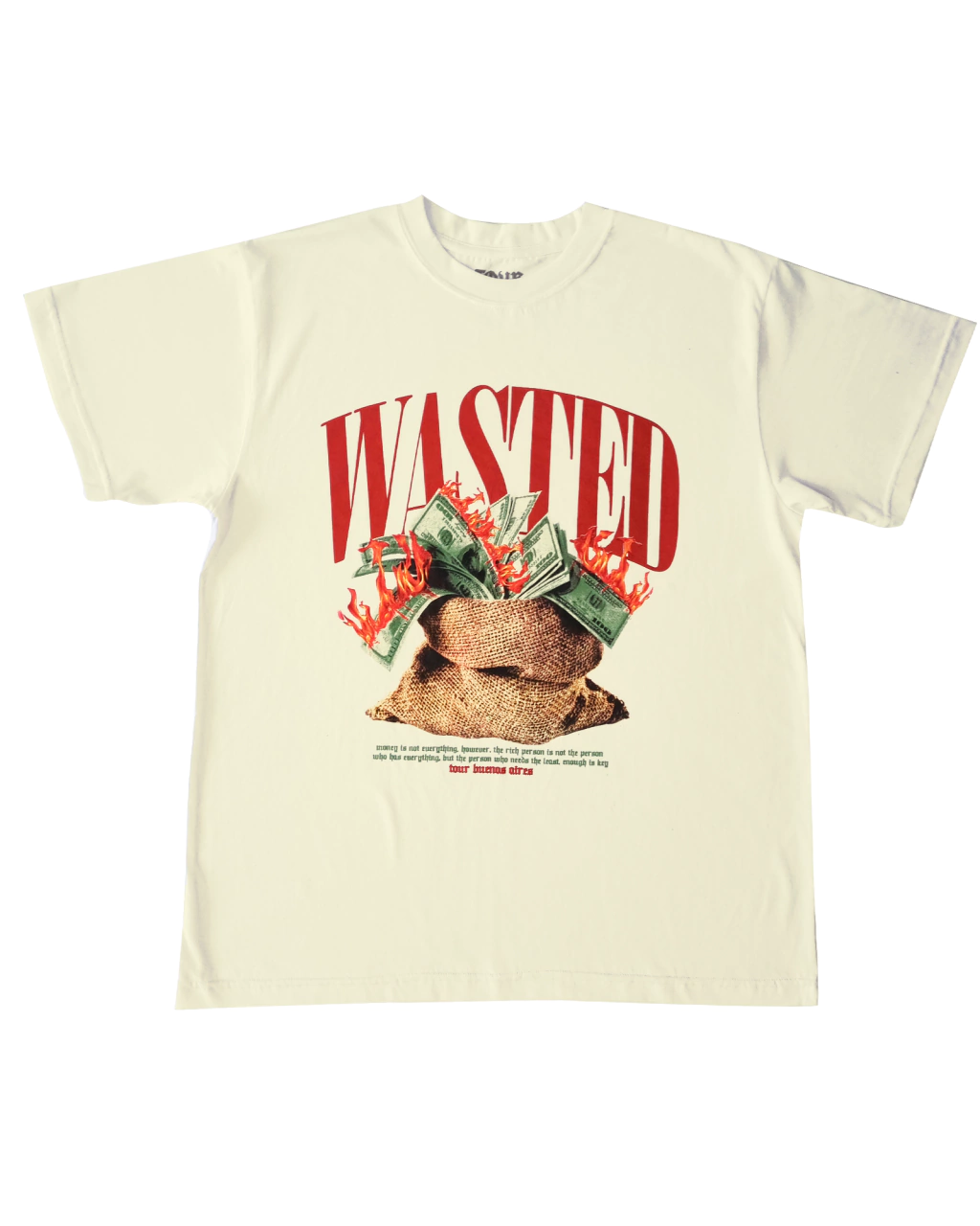 Remera Oversized TOUR WASTED (Natural)