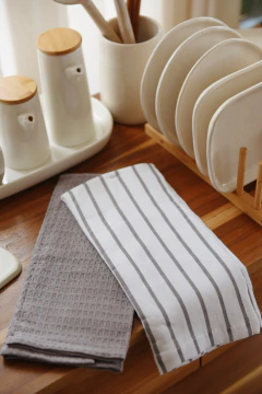 Paño cocina raya gris set x 2 - comprar online