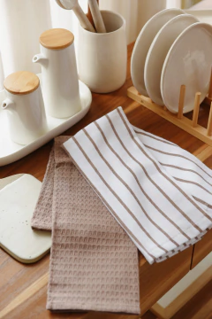 Paño cocina rayas visón Set x 2 en internet