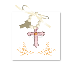 Santitos Cuadrados Cruz Ramita Rosada - comprar online