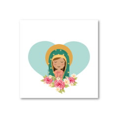 Santitos Cuadrados Virgen de Guadalupe Corazón Celeste - Estela Kids