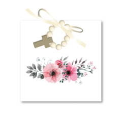 Santitos Cuadrados Flores Rosadas con Gris - comprar online