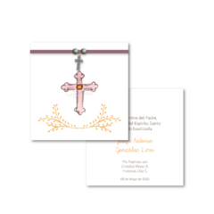Santitos Cuadrados Cruz Ramita Rosada - comprar online