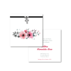 Santitos Cuadrados Flores Rosadas con Gris - comprar online