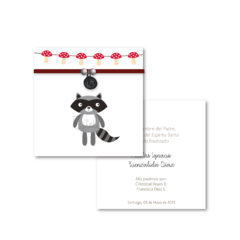 Santitos Cuadrados Bautizo Mapache - comprar online