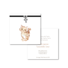Santitos Cuadrados Bautizo Gato Acuarela - comprar online