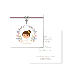 Santitos Cuadrados Comunion Niñita Moño - comprar online