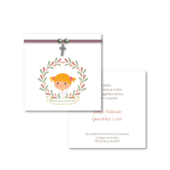 Santitos Cuadrados Comunion Niñita Moñitos - comprar online