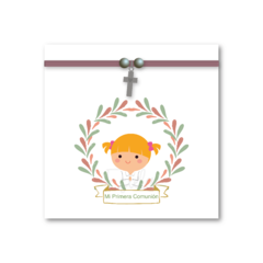 Santitos Cuadrados Comunion Niñita Moñitos - tienda online