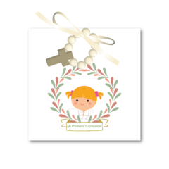 Imagen de Santitos Cuadrados Comunion Niñita Moñitos