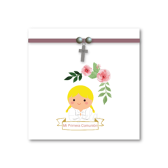 Santitos Cuadrados Comunion Niñita Trenza - tienda online