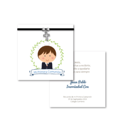 Santitos Cuadrados Comunion Niño Corona Ramitas - comprar online