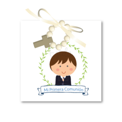 Imagen de Santitos Cuadrados Comunion Niño Corona Ramitas