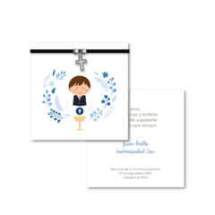 Santitos Cuadrados Comunion Niño y Caliz - comprar online